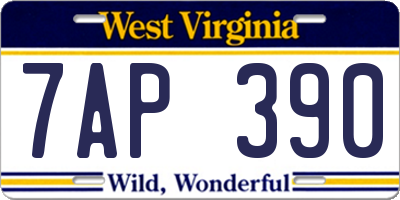 WV license plate 7AP390