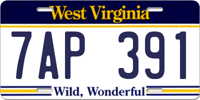 WV license plate 7AP391