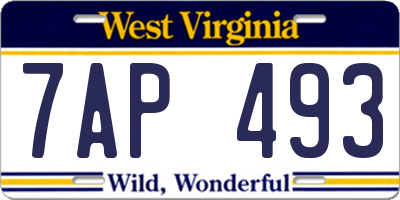 WV license plate 7AP493
