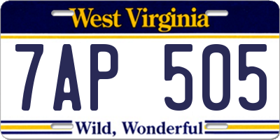 WV license plate 7AP505