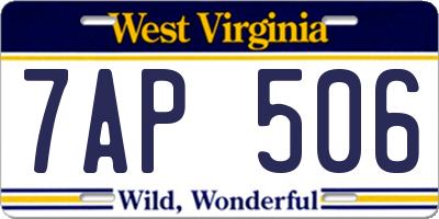 WV license plate 7AP506
