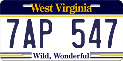 WV license plate 7AP547