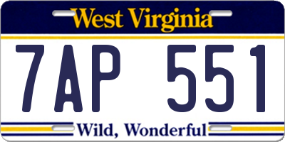 WV license plate 7AP551