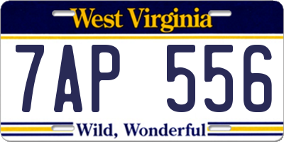 WV license plate 7AP556