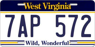 WV license plate 7AP572