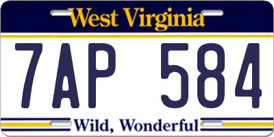 WV license plate 7AP584