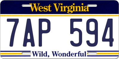 WV license plate 7AP594