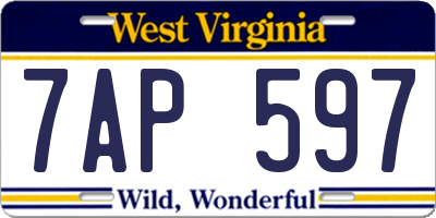 WV license plate 7AP597