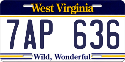 WV license plate 7AP636