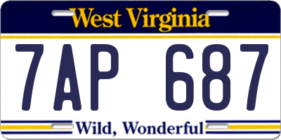 WV license plate 7AP687