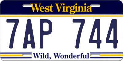 WV license plate 7AP744