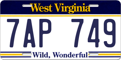 WV license plate 7AP749