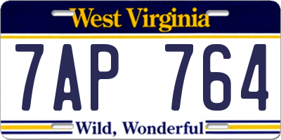 WV license plate 7AP764