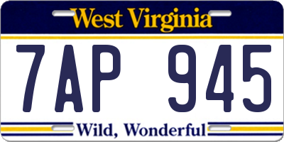 WV license plate 7AP945
