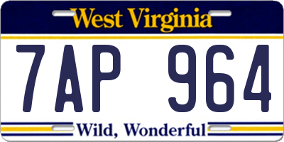 WV license plate 7AP964
