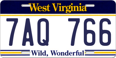 WV license plate 7AQ766