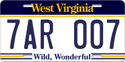 WV license plate 7AR007