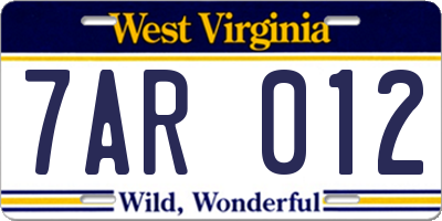 WV license plate 7AR012
