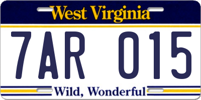 WV license plate 7AR015