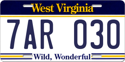 WV license plate 7AR030