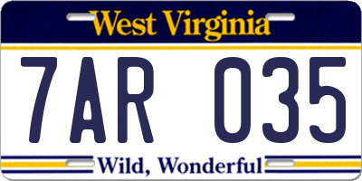 WV license plate 7AR035