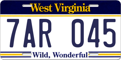 WV license plate 7AR045