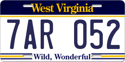WV license plate 7AR052