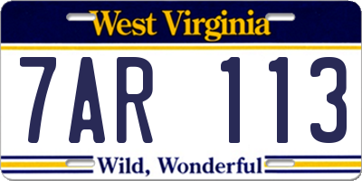 WV license plate 7AR113
