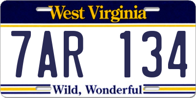 WV license plate 7AR134