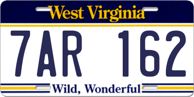 WV license plate 7AR162