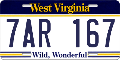 WV license plate 7AR167