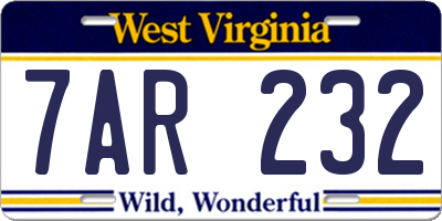 WV license plate 7AR232