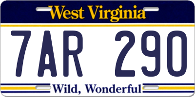 WV license plate 7AR290