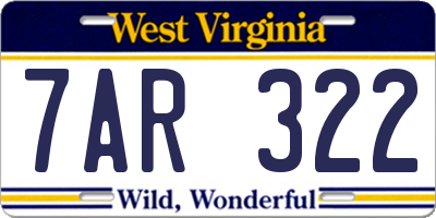 WV license plate 7AR322