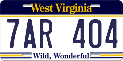 WV license plate 7AR404