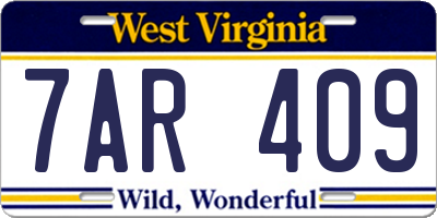 WV license plate 7AR409