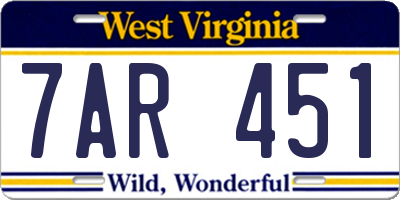 WV license plate 7AR451