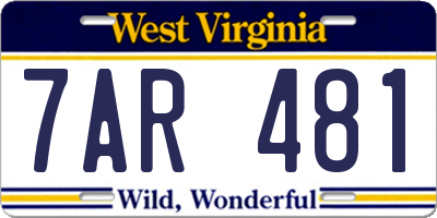 WV license plate 7AR481