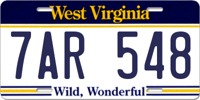 WV license plate 7AR548