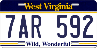 WV license plate 7AR592