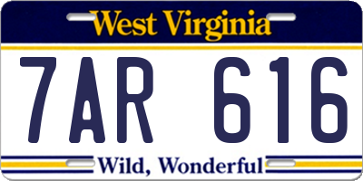 WV license plate 7AR616