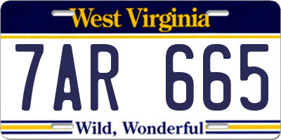 WV license plate 7AR665