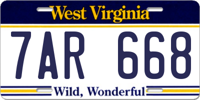 WV license plate 7AR668
