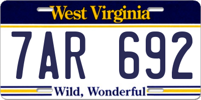 WV license plate 7AR692