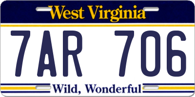 WV license plate 7AR706