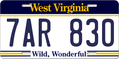 WV license plate 7AR830