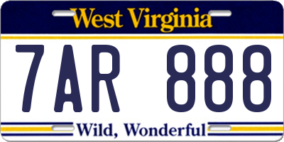 WV license plate 7AR888