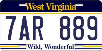 WV license plate 7AR889