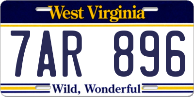 WV license plate 7AR896