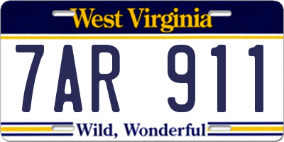 WV license plate 7AR911